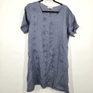 Lin Blanc 100% Linen Tiered Maxi Dress 54 2X Italy Lagonlook Boho Hippie Flowy